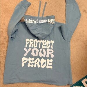 Blue Hoodie with Graphic Text